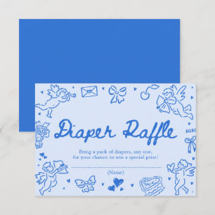 Hand Drawn Valentine Baby Shower Diaper Raffle Enclosure Card