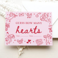 Hand Drawn Valentine Guess How Many Hearts Game