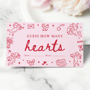 Hand Drawn Valentine Guess How Many Hearts Game Enclosure Card