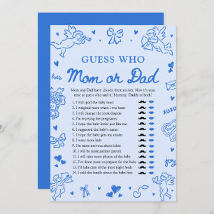 Hand Drawn Valentine Guess Who Mom or Dad Game Invitation