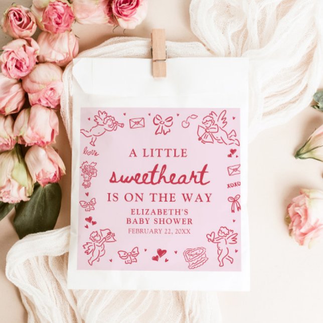 Hand Drawn Valentine Little Sweetheart Baby Shower Favour Bags (Hand Drawn Valentine Little Sweetheart Baby Shower Favor Bag)