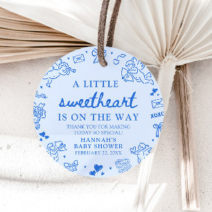 Hand Drawn Valentine Little Sweetheart Baby Shower Favour Tags
