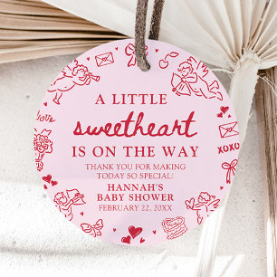 Hand Drawn Valentine Little Sweetheart Baby Shower Favour Tags