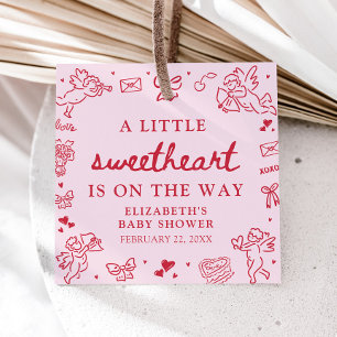 Hand Drawn Valentine Little Sweetheart Baby Shower Favour Tags