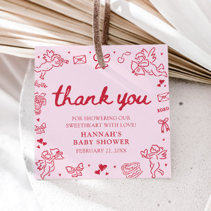Hand Drawn Valentine Little Sweetheart Baby Shower Favour Tags