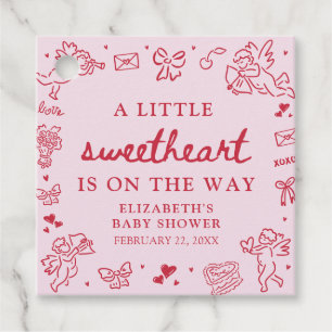 Hand Drawn Valentine Little Sweetheat Baby Shower Favour Tags