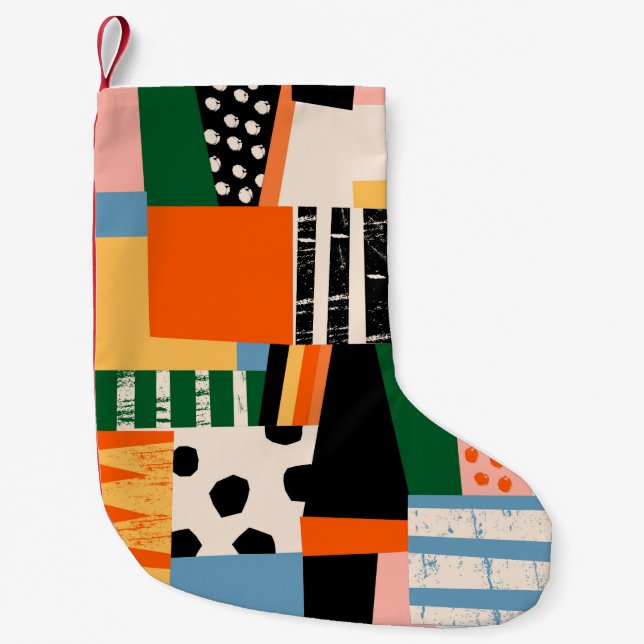 Hand drawn various shapes. Abstract contemporary s Small Christmas Stocking (Front)