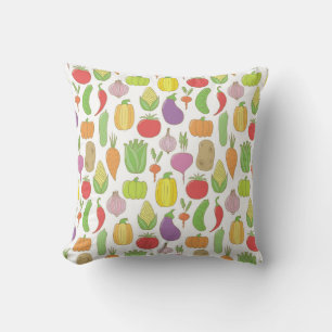 Hand-drawn vegetables, vintage doodle background. cushion