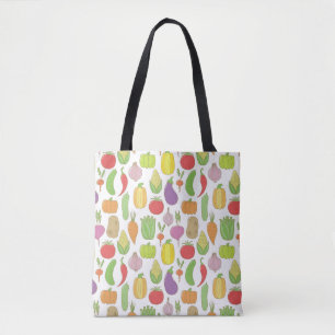 Hand-drawn vegetables, vintage doodle background. tote bag