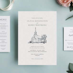 Hand Drawn Venue Illustration Wedding Invitation
