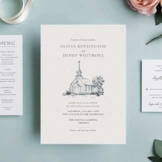 Hand Drawn Venue Illustration Wedding Invitation