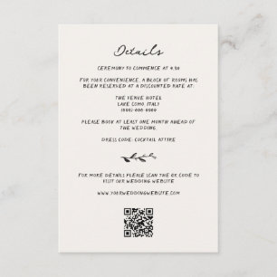 Hand Drawn Vine Wedding Details Enclosure Card