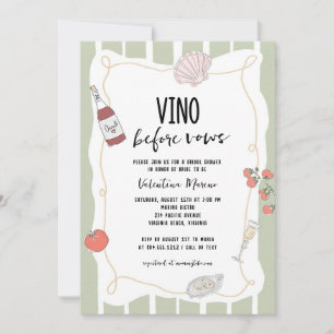 Hand Drawn Vino Before Vows Bridal Shower  Invitation
