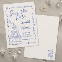 Hand Drawn Vintage Blue Wedding