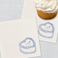 Hand Drawn Vintage Cake Blue Whimsical Wedding