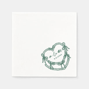 Hand Drawn Vintage Cake Emerald Green Wedding Napkin