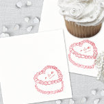 Hand Drawn Vintage Cake Red Whimsical Wedding Napkin<br><div class="desc">Personalised Vintage Cake Wedding Monogram Napkins. These custom wedding cocktail napkins feature a simple vintage-style cake illustration at the centre in red, topped with the couple’s monogram initials and wedding date for a timeless and elegant touch. The minimalist design uses a mix of classic serif and handwritten script fonts in...</div>