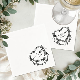 Hand Drawn Vintage Cake Whimsical Wedding Napkin