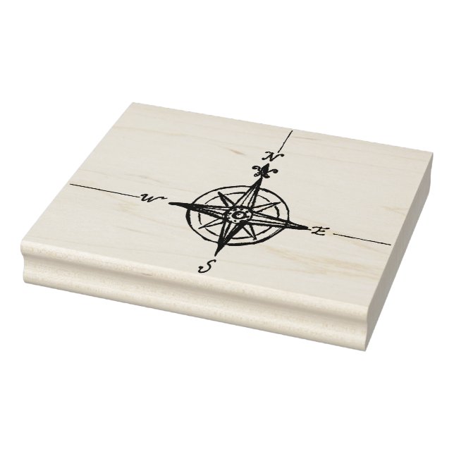Hand-drawn Vintage Compass Rubber Art Stamp (Stamp)