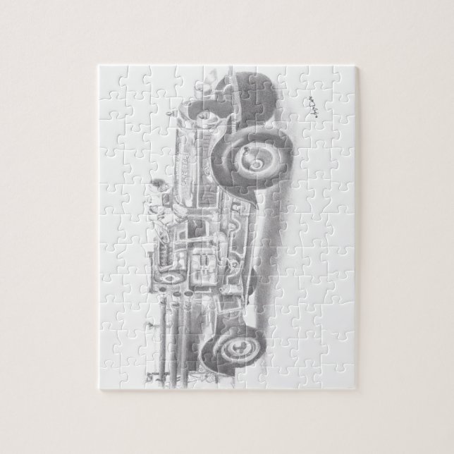 hand drawn vintage fire truck sketch jigsaw puzzle (Vertical)