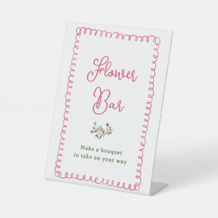 Hand Drawn Vintage Flower Bar Station Pedestal Sign