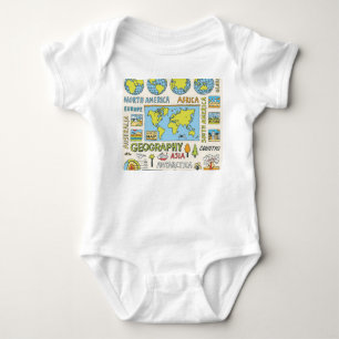 Hand Drawn Vintage Geography Illustration Baby Bodysuit