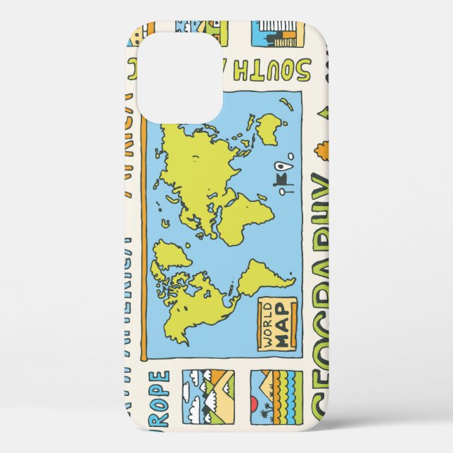 Hand Drawn Vintage Geography Illustration Case-Mate iPhone Case (Back)