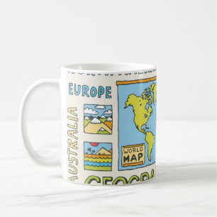 Hand Drawn Vintage Geography Illustration Coffee Mug