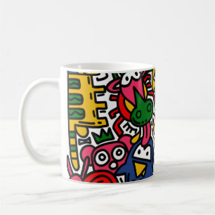 Hand Drawn vintage Illustration of Doodle, cartoon Coffee Mug