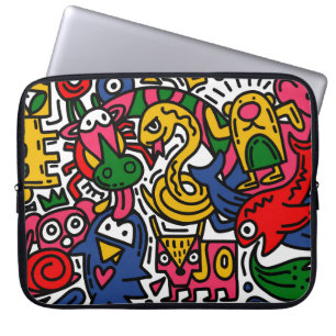 Hand Drawn vintage Illustration of Doodle, cartoon Laptop Sleeve