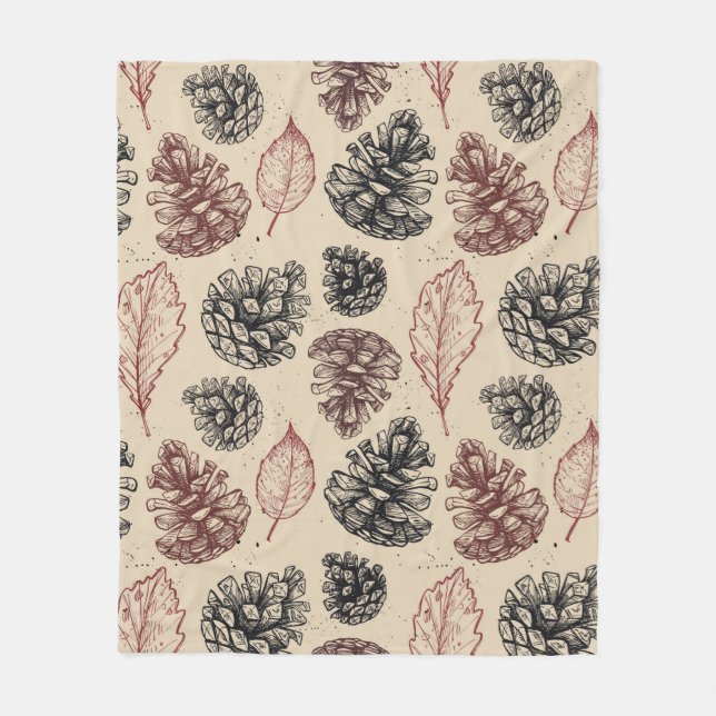 Hand drawn vintage illustrations. Seamless pattern Fleece Blanket (Front)