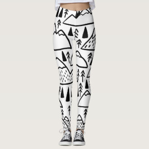 Hand-Drawn Vintage Mountains and Trees. Leggings
