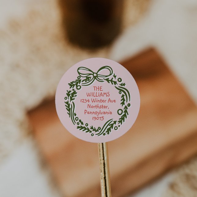 Hand-Drawn Vintage Pink Christmas Envelope Seals (Creator Uploaded)