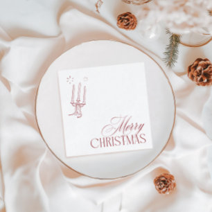 Hand Drawn Vintage Red Christmas Party Napkin