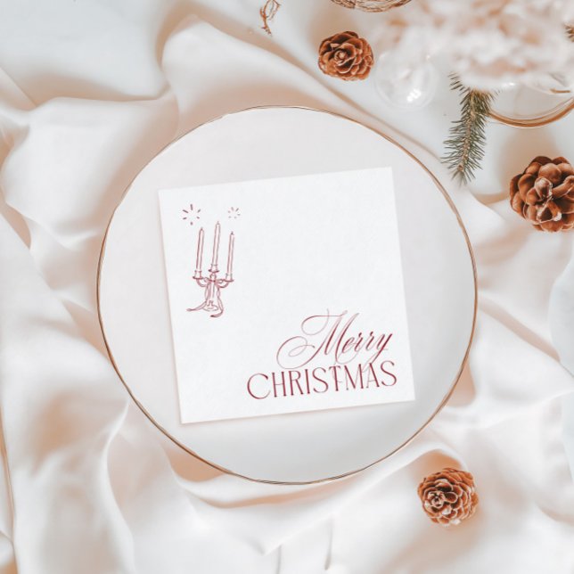 Hand Drawn Vintage Red Christmas Party Napkin (Hand Drawn Vintage Red Christmas Party Napkins)