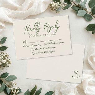 Hand Drawn Vintage Retro Wedding RSVP Card
