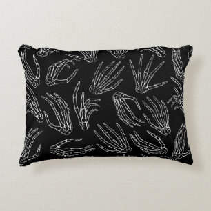 Hand drawn vintage seamless pattern. Human bone ha Decorative Cushion