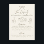 Hand Drawn Vintage Wedding Details Enclosure Card<br><div class="desc">Vintage-Inspired Hand-Drawn Whimsical Wedding Details Enclosure Card. This playful and charming design features a soft ivory background paired with tan artwork and text for an elegant, muted look. The warm neutral palette gives the card a timeless, vintage-inspired feel. A hand-drawn bow at the top sets a fun tone, surrounded by...</div>