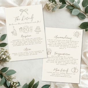 Hand Drawn Vintage Wedding Details Enclosure Card