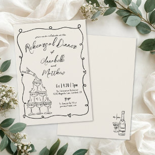 Hand Drawn Vintage Wedding Rehearsal Dinner Invitation