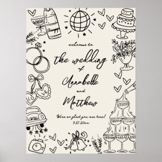 Hand Drawn Vintage Wedding Welcome Sign