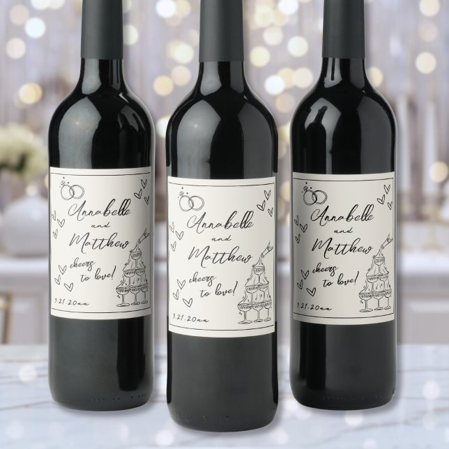 Hand Drawn Vintage Wedding Wine Label (Hand Drawn Vintage Wedding Wine Label)