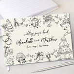 Hand Drawn Vintage Whimsical Wedding Guest Book<br><div class="desc">Vintage-Inspired Whimsical Wedding Guest Book. This charming and playful design is perfect for couples seeking a unique and lighthearted keepsake with a touch of nostalgia for their special day. Set against a vintage off-white or aged background, the guest book features hand-drawn illustrations that flow seamlessly across the front, back, and...</div>