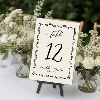 Hand Drawn Vintage Whimsical Wedding Table Number