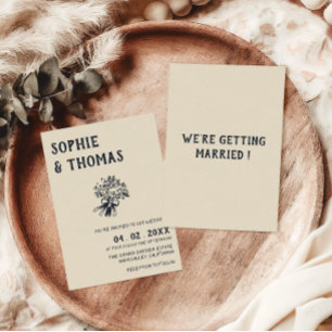 Hand Drawn Vintage Wildflower Bouquet Wedding Invitation