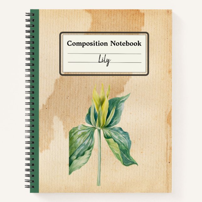 Hand Drawn Wake Robin Personalised Composition Notebook (Front)