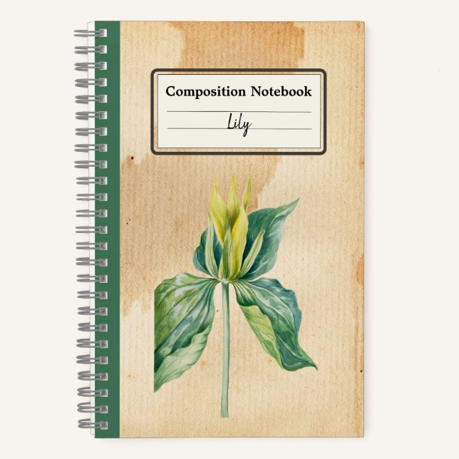 Hand Drawn Wake Robin Personalised Composition Notebook (Front)