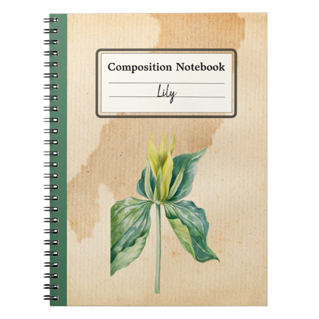 Hand Drawn Wake Robin Personalised Composition Notebook (Front)
