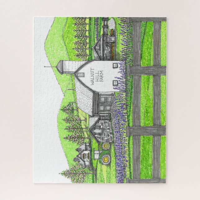 Hand Drawn Walnut Hill Farm and Barn Puzzle (Vertical)