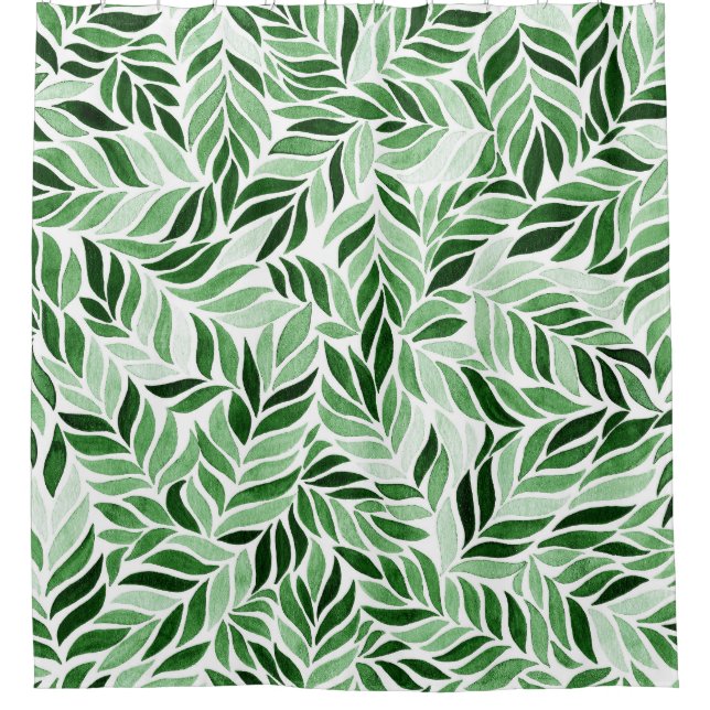 Hand-Drawn Watercolor Abstract Seamless Pattern Shower Curtain (Front)
